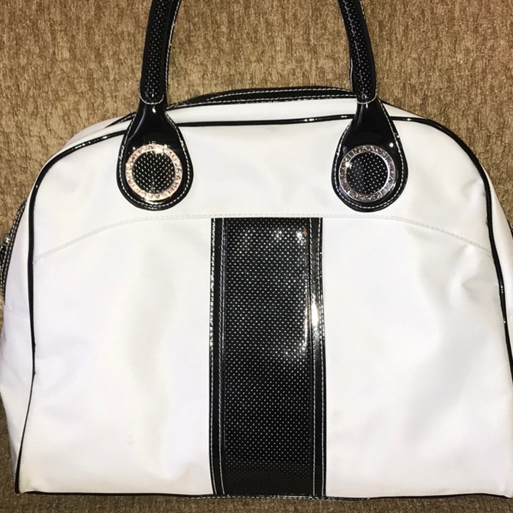 💥Isaac Mizrahi White Black Tote Shoulder Bag🔥